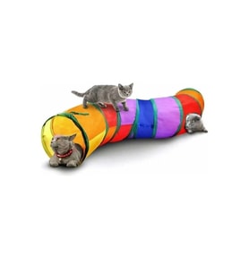 Pribor Kıvrımlı Model Evcil Hayvan Gökkuşağı Katlanabilir Kedi Oyun Tüneli (Çok Renkli)