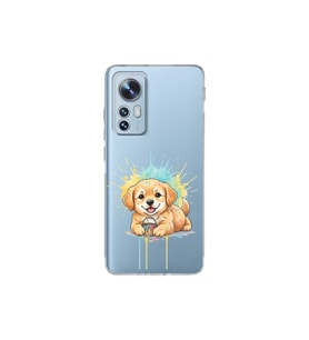 Xiaomi Mi 12 Lite ile Uyumlu Splash Köpek Tasarımlı Şeffaf Silikon Kılıf