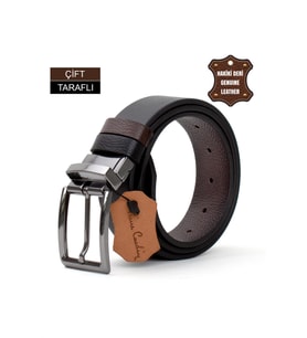 Pierre Cardin PC406 Erkek 4 cm Çift Taraflı Kemer Kahverengi