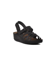 Ayakmod 09-985 Siyah Kadın Dolgu Topuk Sandalet