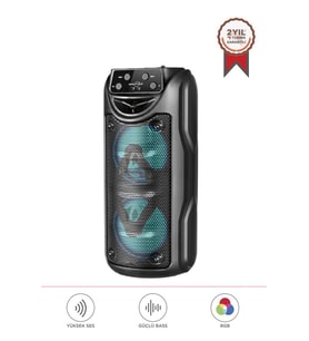 Torima GTS-1558 Siyah 3 inc RGB Ledli Taşınabilir Bluetooth Hoparlör Parti Speaker