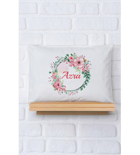 Pia Baby Premium %100 Pamuk İsme Özel Kız Bebek Yastık Kılıfı 35*45 cm 5013-12