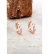 18 Mm Baget Taşlı Rose Gümüş Halka Küpe 7032