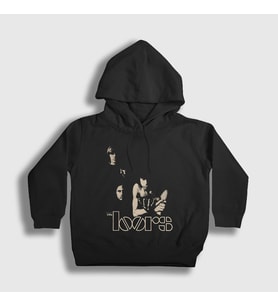 Presmono Unisex Çocuk Siyah Band The Doors Kapüşonlu Sweatshirt 115942tt