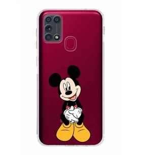 Samsung Galaxy M31  Kamera Korumalı Kapak Mickey Mouse Tasarımlı  Şeffaf  Kılıf