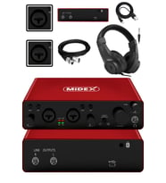 Midex GLX-800RD-H Üst Segment Usb Stüdyo Ses Kartı 2 Giriş 2 Çıkış 24bit/192kHz (Kulaklık kablo Dahil)