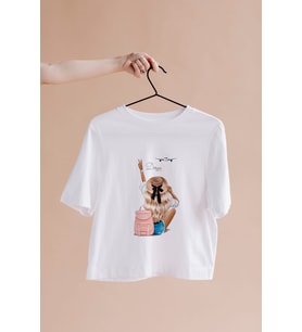 Kız Karakter Tasarımlı Tişört Kişiye Özel ( Unisex - Büyük - Çocuk )