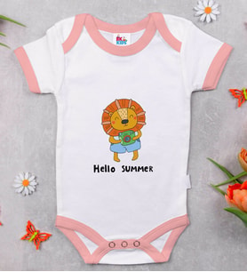 BK Kids Hello Summer Tasarımlı Pembe Bebek Body Zıbın-1