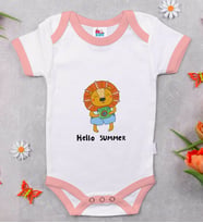 BK Kids Hello Summer Tasarımlı Pembe Bebek Body Zıbın-1