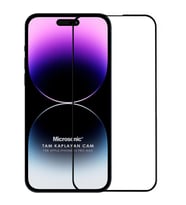 Microsonic Apple iPhone 14 Pro Max Tam Kaplayan Temperli Cam Ekran Koruyucu Siyah