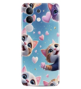 Vivo Y29 Kılıf Boutique Baskılı Resimli Kalp ve Kedi Pcode -035