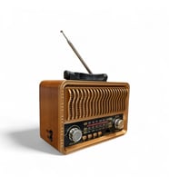 Nostalji Ahşap Görünüm Radyo, Trend Tasarım Eskitme Nostaljik Radyo (Koyu Kahve)