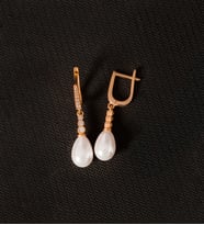 925 Ayar Gümüş Süzme Damla İnci Küpe (Rose)
