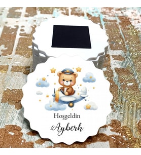 Magnet Hediyelik - Erkek Çocuk Sevimli Ayıcık Tasarım Doğum Günü Hatırası - Bebek  Magnet