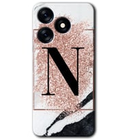 Tecno Spark 10 Pro Kılıf HD Desen Baskılı Kılıf - Pembe Mermer Desenli N Harfi