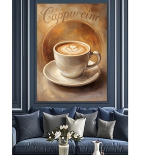 Köpüklü Cappuccino Kahve Fincanı Tablosu Dekoratif Kanvas - Mdf Ahşap Tablo