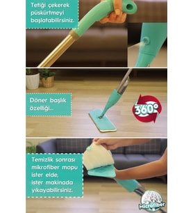Pratik Sprey Mop Deterjanlı Temizlik Paspası, Kolay Kullanım