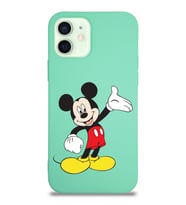 Apple iPhone 12 Mini  Lansman Kılıf Mickey Mouse Tasarımlı Altı Kapalı İçi Kadife Kaplı  Kapak (Şeffaf)