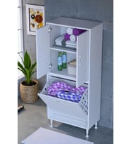 Eliusta Miretta Üst Bölme Kapaklı Altı Kirli Sepetli Dolap 60 cm Genişlik Beyaz 60x138x32,5 cm Dolap