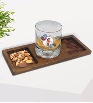 BK Gift Kişiye Özel İsimli Fotoğraflı Viski Bardağı ve Doğal Masif Ahşap Dikdörtgen Sunum Tabağı Çerezlik Hediye Seti-34