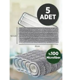 Yedek Mikro Fiber Mop Bezleri, 5'li Paket, Temizlik İçin Uygun