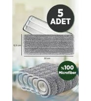 Yedek Mikro Fiber Mop Bezleri, 5'li Paket, Temizlik İçin Uygun