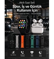 Akıllı Saat, Bluetooth Kulaklık ve 7 Farklı Kordon Tek Kutuda Günlük Kullanım ve Spor İçin