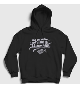 Presmono Unisex Beyaz Logo Rock King Diamond Kapüşonlu Sweatshirt 485500tt (Siyah)