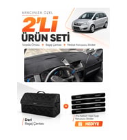 e-biz OPEL ZAFİRA B (2004-2011) Uyumlu Torpido Örtüsü + Deri Bagaj Çantası Seti - Siyah - OP018