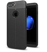 Apple iPhone 8 Plus Kılıf Esnek Pu-Deri Leather-Pu Serisi Protected Case (Siyah)