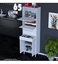 Eliusta Lorin 65 cm 4 Kapaklı Raflı Çok Amaçlı Mutfak Kiler ve Depolama Dolabı Beyaz Boy Dolabı-65x194x32 cm