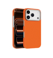 iPhone 17 Pro Uyumlu iPhone Uyumlu Karbon Fiber Desenli Ultra İnce Koruyucu Kılıf – Turuncu