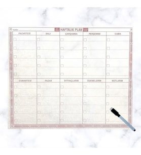 Şeffaf Kendiliğinden Yapışkanlı Kalemli Haftalık Planlayıcı 40cm-50cm (5680)
