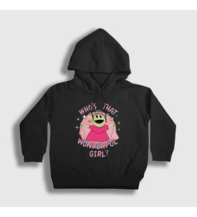 Presmono Unisex Çocuk Beyaz Peepo Who's That Wonderful Girl Nanalan Kapüşonlu Sweatshirt 533431tt (Siyah)