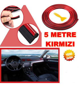 Oto Trim Araç Dekorasyon Şeridi Kauçuk Elastik Kolay Kurulum 5 metre Şerit Bant Kırmızı Renk
