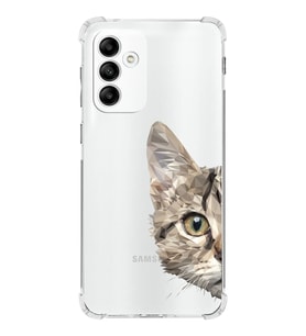 Samsung Galaxy M13 Uyumlu Köşe Korumalı Antişok Kapak Catface Tasarımlı Şeffaf Silikon Kılıf