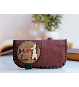 Tilki Figürlü Büyük Cüzdan Etnik Bohem Retro Vintage Style - BORDO