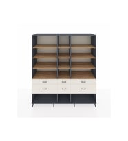 Kronos Dolap 12 Raflı 6 Çekmeceli  220x59x243 Antrasit-Çam/Aytaşı