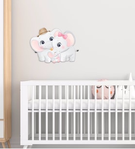 BK Gift Sevimli Fil Tasarımlı Çocuk Odası Ahşap Duvar Süsü-7 (Beyaz)
