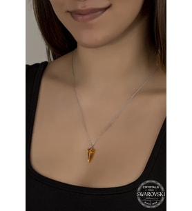 Union Swarovski Crystal Kadın Topaz Üçgen Gümüş Kolye