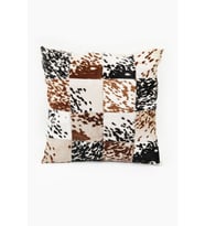 Hakiki Deri  Patchwork  Desenli Kırlent Kılıfı 45x45 (Çok Renkli)
