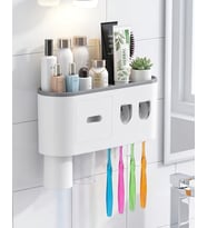 Banyo Organizer Diş Fırçası Tutucu Çift Dispenserli Raflı Çekmeceli