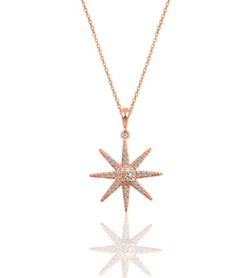 Gümüş rose zirkon taşlı güneş kolye SGTL12099ROSE