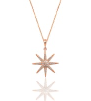 Gümüş rose zirkon taşlı güneş kolye SGTL12099ROSE