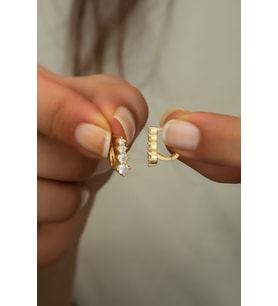 925 Ayar Gümüş Gold 4 Taş Tasarım Küpe