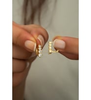 925 Ayar Gümüş Gold 4 Taş Tasarım Küpe