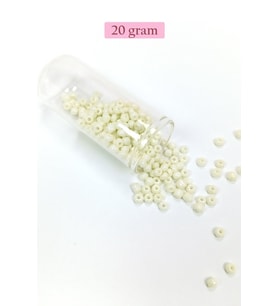 Dökme Cam Kum Boncuk Büyük Boy (6/0) 4 mm - 20 Gram - Krem - BNC071