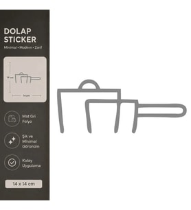 Tencere Mat Gri Dekoratif Folyo Sticker 14x14 cm