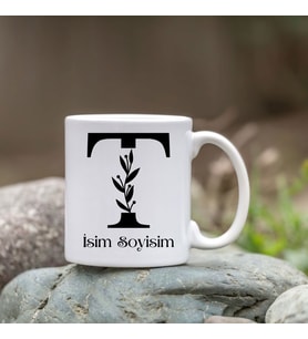 Kişiye Özel T Harfi Bardak - İsim Yazılı Bardak - İsimli Bardak