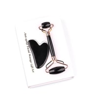 Obsidyen Doğal Taş 2'li Özel Kutulu Set Face Roller + Gua Sha Masaj Taşı
